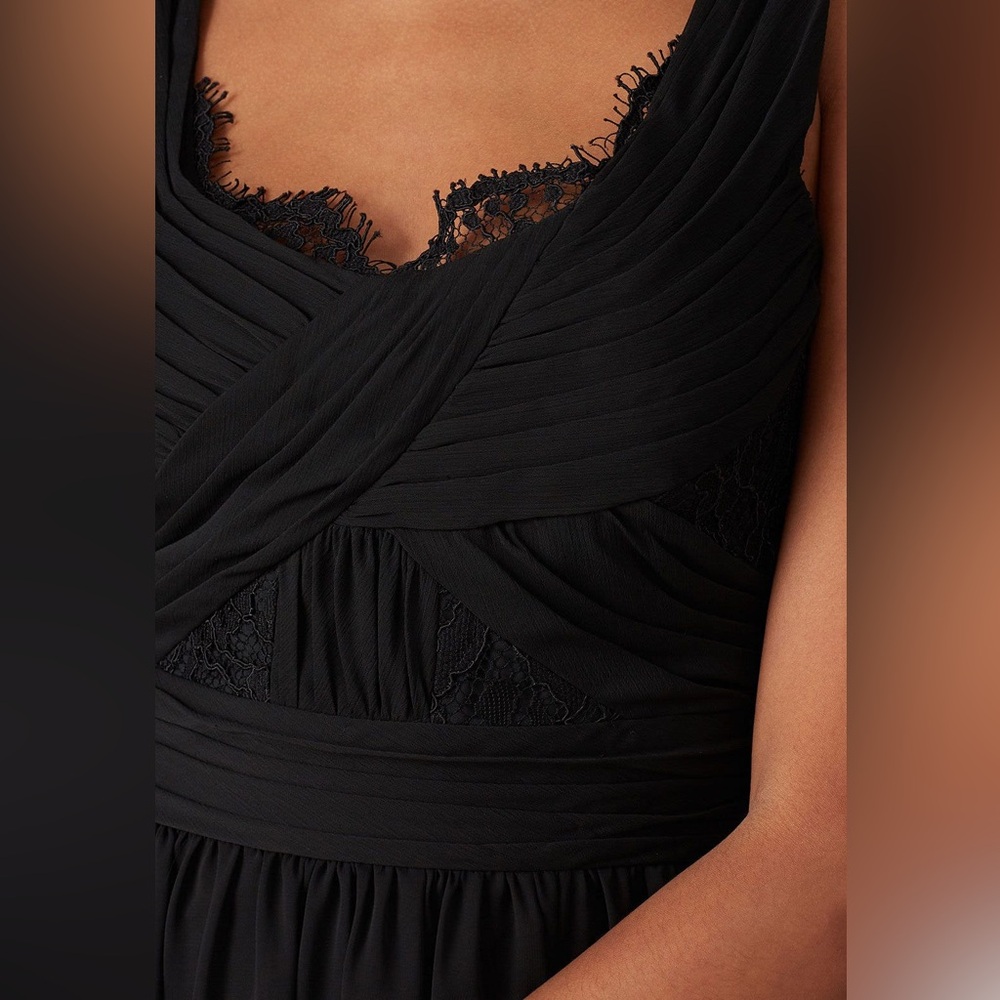Love by Theia Black Lace Trim Formal Dress